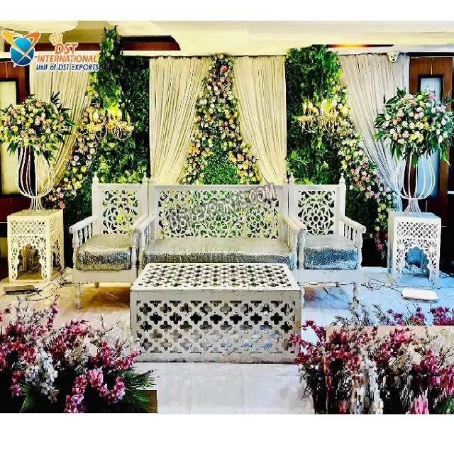Banco marroquino elegante para noite de casamento muçulmano, mobília de palco de henna, ideal para noite de mehndi, configuração mais recente
