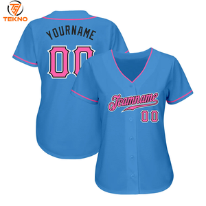 Camiseta de béisbol de la mejor calidad, color azul con diseño de rayas, ropa deportiva, camisetas deportivas hechas de poliéster con diseño personalizado - Product Image 1