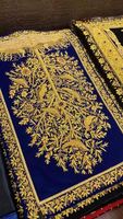 Tapisserie murale rectangulaire Zardozi brodée à la main, durable, autocollante, artisanat indien, tissu en coton, tapis orné de bijoux