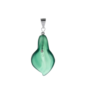Pendentif en argent sterling avec agate émeraude - Chaîne en bambou géométrique, diamant taille princesse en or 14 carats, variations turquoise, améthyste, opale - Product Image 3