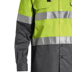 Premium High Visibility Light Grey Polyester Fluorescent <b>Safety</b> Work Shirts Full Sleeve 2X-Large <b>Reflective</b> <b>Clothing</b> - Product Image 6