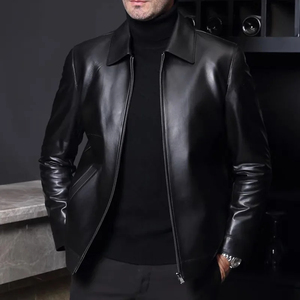 <b>Men's</b> Casual Leather <b>Jacket</b> Slim Fit <b>Jacket</b> Spring and Autumn Motorcycle <b>Jacket</b> - Product Image 3