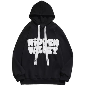 Sweat à capuche imprimé puff, vêtements streetwear sur mesure, tissu épais oversize, style décontracté unisexe, couture durable, vêtements d'hiver confortables et douillets - Product Image 2