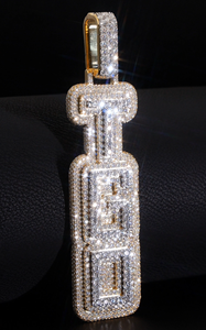 Pendentif avec initiale de nom en diamant Moissanite VVS, logo personnalisé, pierres précieuses RB, argent 925, plaqué or glacé, charmes unisexes hip-hop - Product Image 5