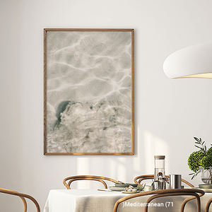 Modern Mediterranean Clear Blue Sea Sparkling Clean Sand Premium Canvas Decor with Wood <b>Frame</b> - Product Image 3