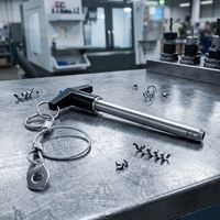 Goupille de verrouillage industrielle à poignée en T avec cordon en fil d'acier inoxydable et bouton de déverrouillage à pression
