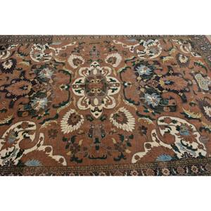 Alfombra de lana marrón y beige tradicional hecha a mano, diseño de retazos de 6,5x9,8 pies, alfombras rectangulares turcas para sala de estar, alfombra de látex para cabecera - Product Image 5