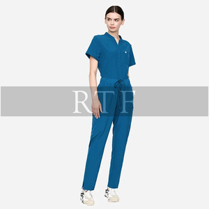 Top con cuello en V para mujer, uniforme para correr, conjuntos de uniformes médicos antiarrugas en talla grande, entrega rápida, transpirable para la temporada de otoño - Product Image 4