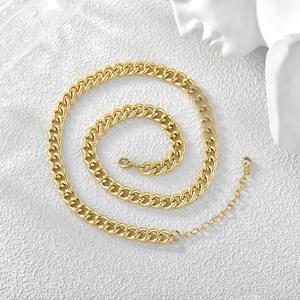 Collar de Cadena de Eslabones Gruesos de Plata de Ley Chapada en Oro con Diamantes para Hombre, Moda 2023 - Product Image 1