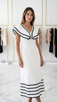 Vestido Midi Formal Boho con Cuello Cuadrado, Tejido Transpirable, Capa Transparente de Algodón, Ribete en Contraste, Sin Mangas, Ajustado, Color Sólido Natural