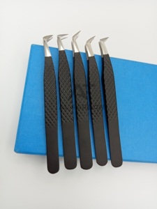 Pince à épiler professionnelle d'extension de cils noir mat 45 65 90 degrés botte acier inoxydable durable pour l'application de Volume - Product Image 5