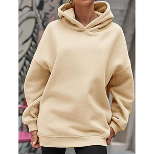 Sweat à capuche oversize pour femme, personnalisable avec logo imprimé, en molleton de coton/bambou, style streetwear décontracté et épais. - Product Image 4