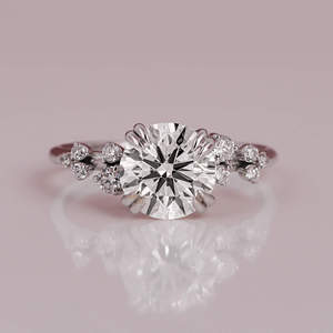 Anillo de diamante cultivado en laboratorio de corte chapado en oro macizo de 18KT para mujer, diseño Floral de moda, anillo de propuesta de lujo romántico certificado IGI - Product Image 1