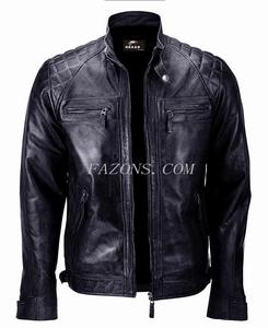 Men's Genuine <b>Leather</b> Retro Moto <b>Jacket</b> Distressed Biker Style Vintage Motorcycle <b>Cafe</b> <b>Racer</b> Casual Racing Motorbike <b>Jacket</b> - Product Image 3