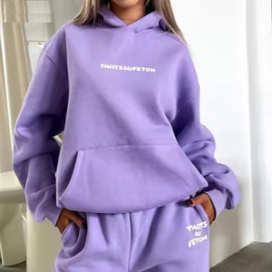 Vêtements de sport automne-hiver pour femmes ensemble de jogging en polaire à la mode personnalisé sweat-shirt et survêtement 2 pièces survêtement pour femmes - Product Image 2