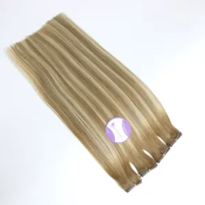 Venta al por mayor de extensiones de cabello humano de trama plana de doble dibujado cutícula alineada cinta de trama de pelo tejido de pelo Remy virgen crudo