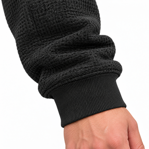 Sweat à capuche d'hiver gothique texturé effet gaufre anthracite, manches raglan, logo personnalisé sur le devant, design uni, coupe ample, numérique - Product Image 4