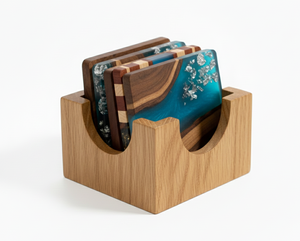 Juego de Posavasos Modernos y Duraderos de Resina de Madera |   Posavasos de Resina Epoxi Pulida Hechos a Mano |   Impresión troquelada |   Mesa Promocional Premium - Product Image 6