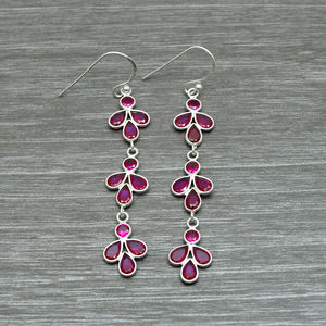 Drop Cut Bezel Set Ruby Cubic Zirconia <b>Long</b> Dangle 925 Sterling <b>Silver</b> Statement Trendy Design Dangle <b>Earring</b> Jewelry for Women - Product Image 3