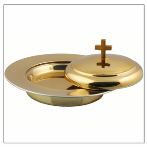 Assiette à pain de communion en acier inoxydable Mayur Exports avec finition en laiton doré brillant de haute qualité, modèle 9262 - Product Image 3