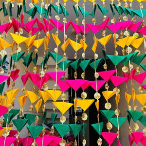 Decoraciones DE BODA Tela Gota Colgante duradero Mehndi Fiesta Telón de fondo Haldi Matrimonio Puerta Colgantes Cuerdas decorativas Boda - Product Image 1