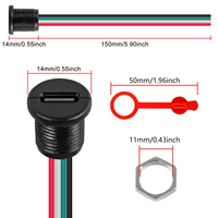Conector de alimentación USB tipo C hembra, 4 pines, crimpado directo, impermeable IP67, 10A, puerto de carga FPC, cable de alimentación UHF RF para PCB