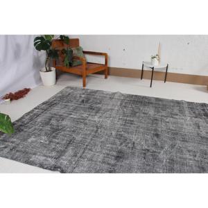 Tapis vintage 5,6 x 9 pieds, grand tapis turc, tapis persan gris et noir - Product Image 3