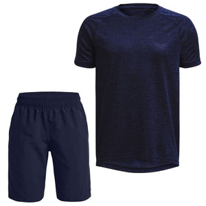 Conjunto de ropa deportiva de secado rápido fino de verano para hombre con top de manga corta y pantalones cortos deportivos para hombre - Product Image 1