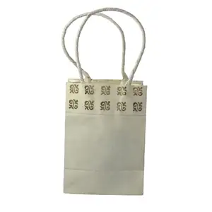고품질 재활용 수제 코튼 종이 일치하는 종이 코드 핸들 무리 인쇄 (벨벳 인쇄) 꽃 디자인 가방