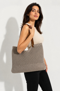 Bolso de Hombro Tejido para Mujer con Correa de Cuero, Bolso Tote Casual Elegante, Bolso de Ganchillo a la Moda, Bolso Tejido para Uso Diario - Product Image 4