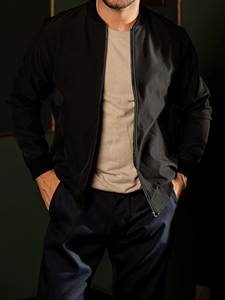 Blouson matelassé léger streetwear coupe-vent d'automne, blouson bomber zippé respirant pour l'extérieur avec doublure rembourrée - Product Image 2