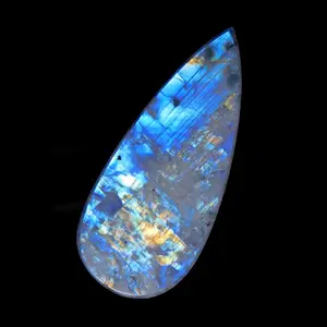 Rare Multi Blue Flashy Rainbow Moonstone Cabochon Necklace Jewelry Making Stone Loose Gemstone 52X22X7 mm 76 CRT Moonstone Stone