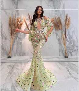 Robe de soirée ornée de perles de verre et de cristal doré, tenue de travail DABKA @ NEW---BEAUTIFUL, 2023 - Product Image 1