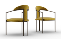 Fauteuil de haute qualité avec cadre en aluminium élégant, revêtement en microfibre, design européen moderne, salon, 100% fabriqué en Italie, VF HOME