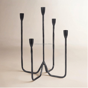 Premium 5-<b>Light</b> Matte Black Candelabra • Organic <b>Branching</b> Taper Candle Holder - Product Image 3