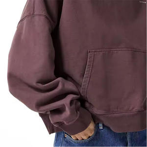 Pull-over à capuche pour hommes personnalisé surdimensionné et lourd Vintage Sunfaded Wash Puff Print Distressed Rhinestone Boxy Double Pockets - Product Image 6