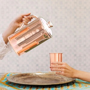 Eau de cuivre pour la santé, carafe à eau de cuivre, ensemble de carafe à eau de cuivre ayurvédique, pichet à eau de cuivre pour la santé, eau de cuivre indienne - Product Image 1