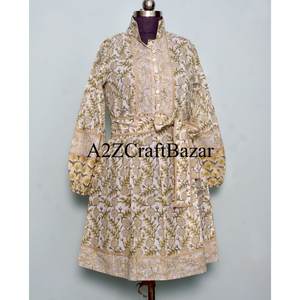 Indian Eco-Friendly Cotton Floral Hand Block Print Handmade O-neck Summer Washable <b>Dress</b> <b>Women</b> Vintage Boho Beach Knee-Length - Product Image 3