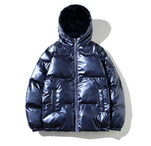 Manteau lourd à capuche rembourré de créateur Manteau rembourré bouffant en polaire brillant personnalisé pour hommes Veste d'hiver en duvet à bulle surdimensionnée pour hommes - Product Image 1