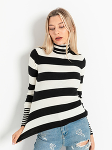 Túnica de cuello alto a rayas para mujer, prendas de punto transpirables, servicio OEM personalizado, nueva moda, suéter cálido de alta calidad - Product Image 3