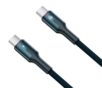 Câble USB-C PD 60W à charge rapide, durable, en nylon tressé métallique, 1M, pour ordinateurs portables, tablettes, téléphones, appareils iOS et imprimantes