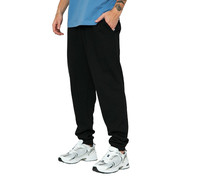 Pantalones Deportivos de Moda al por Mayor OEM, Diseño de Logotipo Personalizado, Cintura Elástica, Joggers para Hombre, Negros, Ligeros, 100% Algodón Lavado