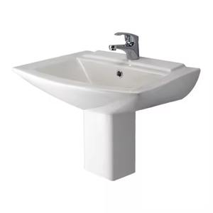 Lavabo de cerámica de montaje en pared europeo-Fregadero de medio pedestal y soporte para uso en baño, hogar y cocina - Product Image 3