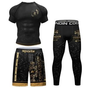 Premium <b>Compression</b> Rash Guard Set Unisex Athletic Gym Wear Breathable Quick Dry Long Sleeve <b>Shirt</b> Trousers UPF50+ Fitness - Product Image 3