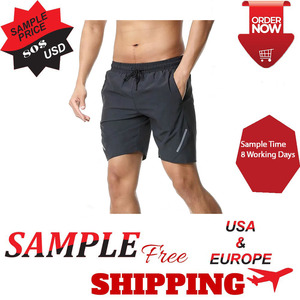 Pantalones cortos de gimnasio con logotipo personalizado, ropa deportiva doble de poliéster de secado rápido para entrenamiento en gimnasio, pantalones cortos de entrenamiento de Fitness de Color sólido con bolsillos teñidos lisos - Product Image 6