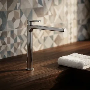 Grifo de Lavabo Alto Gessi, Mezclador de Latón Cromado Pulido, Diseño Arquitectónico Moderno para Lavabos de Encimera - Product Image 2