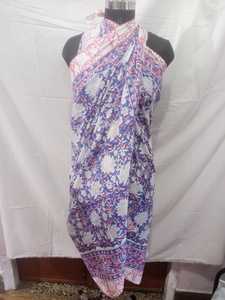 ผ้าซิ่นลายบล็อกพิมพ์มือสไตล์โบฮีเมียน ผ้าฝ้าย ไซส์ XS ถึงพลัสไซส์ ชุดคลุมชายหาด ของใช้จำเป็นสำหรับวันหยุด-ผ้าคลุมหลัง - Product Image 3