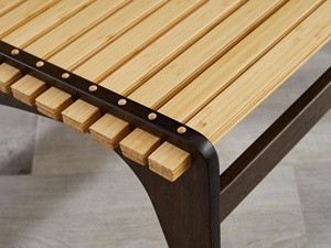 Modern Wooden Lounge Chair with Natural Teak Slats and <b>Dark</b> Walnut Finish Frame Contemporary Design for Living <b>Room</b> or Patio - Product Image 6