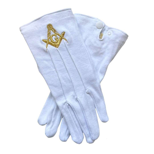 Masonic Scottish Rite 32nd Degree Wings Down Guantes de algodón Blanco Talla única para la mayoría - Product Image 3