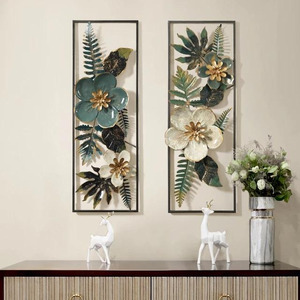 New Flower and Leaf metal <b>Frame</b> wall <b>art</b> set of 2 Panel wall <b>art</b> decor Home Decor hot selling for living room bedroom hotel - Product Image 6